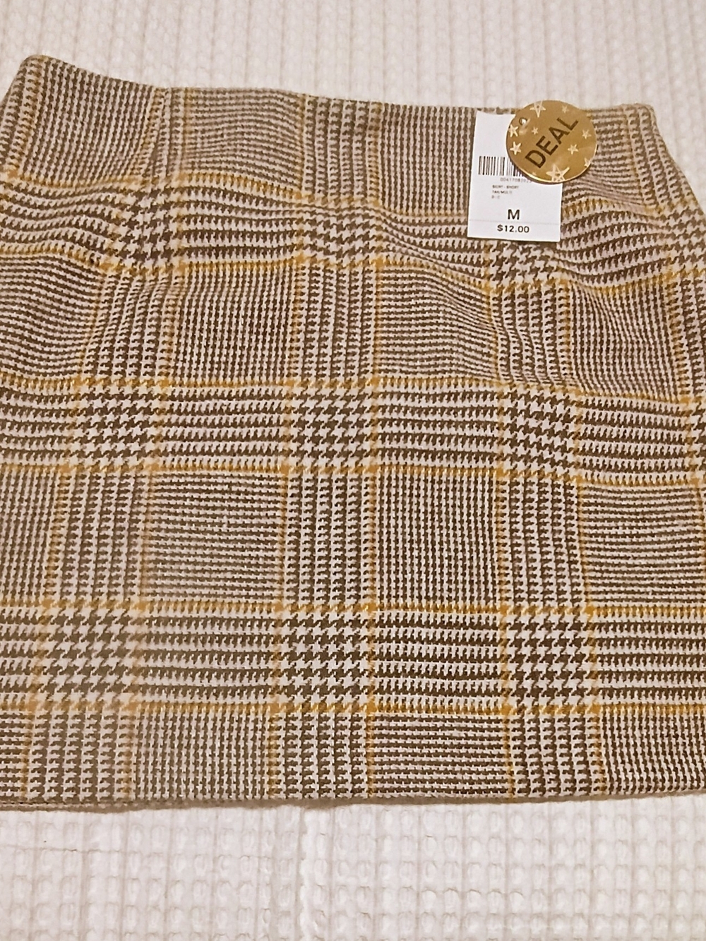 Mini Skirt Brown, Cream And Mustard Plaid Pattern